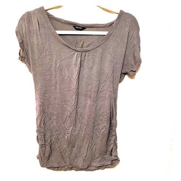 Grey basic t shirt with front cinch - Picture 1 of 3